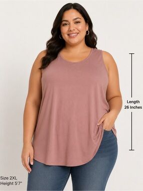 Edgely Women's Dusty Rose Sleeveless Blouse Size
2XL - Casual Tank Top
